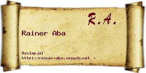 Rainer Aba névjegykártya